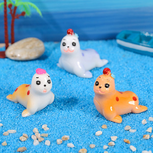 Ornements en résine de lion de mer de dessin animé mignon, décorations d'aquarium, figurines d'animaux miniatures pour décor de réservoir de poissons - Product Image 3