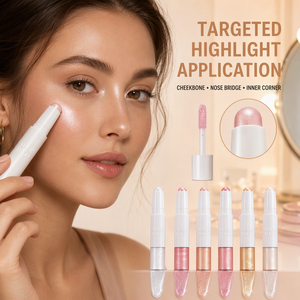 Stick illuminateur double 2-en-1 et stylo contour liquide à tête pinceau, waterproof, longue tenue, végan, pour un éclat visage scintillant, maquillage professionnel - Product Image 4