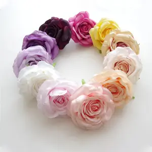 หัวดอกไม้ผ้าไหมเทียมสำหรับตกแต่งงานแต่งงาน,หัวดอกไม้ดอกกุหลาบปลอมสัมผัสได้จริงปี E6