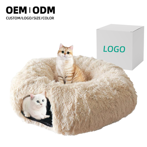 Fabrieksgemaakte op maat gemaakte katten- en hondentunnel, vierkant, opvouwbaar, milieuvriendelijk, pluche kattentunnel, fluweel, flanel, huisdier, effen patroon, OEM, ODM - Product Image 1