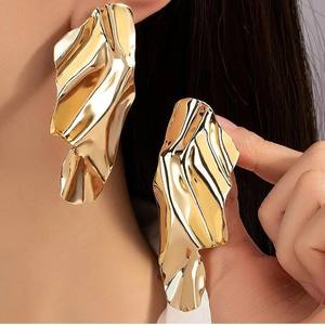 欧美时尚耳钉创意几何金属亮片新款时尚不对称大品牌夸张设计 - Product Image 1