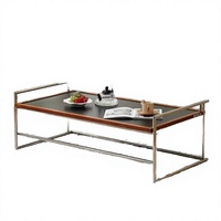 Table basse moderne en verre trempé avec cadre métallique, réversible, hauteur réglable, rotative, multifonctionnelle, écologique, facile à utiliser