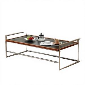 Modern European Tempered Glass Metal Frame Reversible Coffee <b>Table</b>-<b>Adjustable</b> Height Rotatable Multi-functional Eco-Friendly - Product Image 3