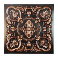 Carrelage de plafond Faux Tin 3D Panneau mural en relief Imperméable Artistique Traditionnel Cuivre PL30 pour Café Carreaux de plafond suspendu