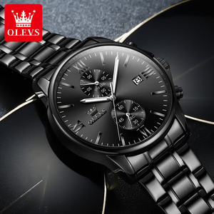 2886 New Fashion Factory Custom <b>Black</b> <b>Watch</b> Luxury Chronograph High Quality Stainless Steel Custom Logo Oem Quartz <b>Watch</b> - Product Image 3
