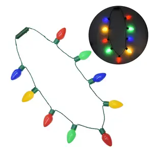 Collier de lumière de noël ampoule vacances fête de noël faveurs collier de lumière clignotante nouveauté guirlandes lumineuses colorées