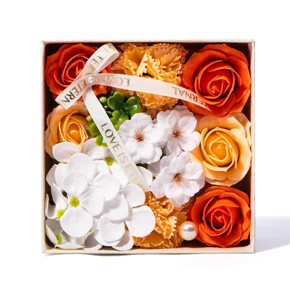 Toptan lüks özel dikdörtgen kutu organik el yapımı çiçek sabunu