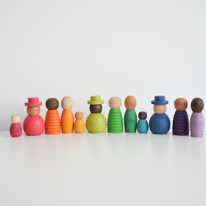 Juego de Juguetes Educativos Montessori en Miniatura, Casa de Juegos para Muñecas, Familia de Cuatro, Bloques de Construcción de Madera para el Aprendizaje Temprano - Product Image 2