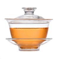 200ml Ooloog चाय कटोरा Borosilicate ग्लास Kungfu Gaiwan ठोस घुंडी ढक्कन के साथ सेट