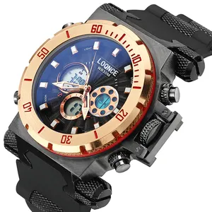 LOQNCE Hochwertige Uhren Herren Cool Big Dial Luxus Sport Wasserdichte Uhr Quarz LED Digital Silikon Armbanduhren
