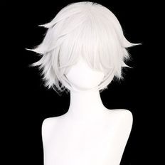 วิกผมคอสเพลย์สีเงินตัดสั้นสำหรับผู้หญิงผมปลอมผมไฟเบอร์สังเคราะห์สีขาว - Product Image 1