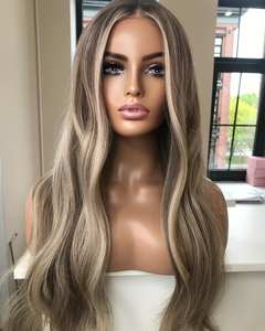 วิกผมแบบไม่ต้องใช้กาว ผมแท้เวอร์จิ้นเรมี่ จัดเรียงเกล็ดผมอย่างดี สีบลอนด์ประกายเทาสวยงาม วิกผมลูกไม้ด้านหน้าสำหรับผู้หญิง ราคาขายส่ง - Product Image 2