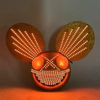 Casque LED Lumineux Tête de Souris, Style Deadmau5, Masque de Rat à Matrice de Points pour DJ, Idéal pour Boîte de Nuit, Festival de Musique, Fête