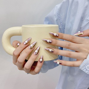 Armadura de Uñas Pre-diseñada, Estilo Barroco, con Perlas y Diamantes Tridimensionales, para Manicura de Moda - Product Image 3