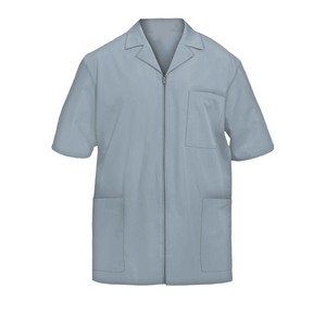 Blouse de travail pour hommes en Spandex Oxford de 44,75 pouces, blanche, avec poignets antidérapants, détection d'aiguilles et coutures invisibles - Product Image 1