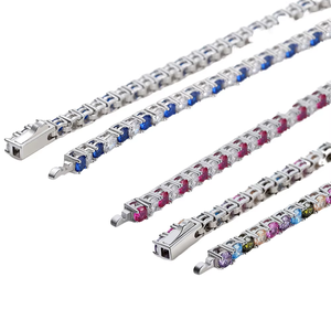 Mode Tennis Armband 925 Silber Saphir Zirkon CZ Diamant Rhodiniert Gold Haupt für Frauen Männer - Product Image 1