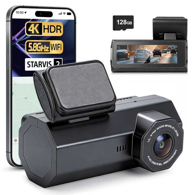 Universal Dash Cam Front/Rear 4K Dash Camera for Cars Dashcam Wireless WiFi APP Control with Night Vision WDR 24/7 Parking Mode