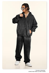 Ensemble veste cardigan thermique 360G tendance pour homme W2427 XIYU, sweat à capuche doublé polaire, pantalon décontracté droit, hiver - Product Image 4