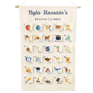 Calendrier du Ramadan personnalisé en toile avec nom personnalisé, calendrier de l'Avent du Ramadan vierge personnalisé pour enfants, 30 <span class=keywords><strong>jours</strong></span> - Product Image 1