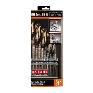 Hss Twist <b>Drill</b> <b>Bit</b> Kit TiN Coated 13 Piece Set For Metal <b>Wood</b> Plastic Drilling - Product Image 2