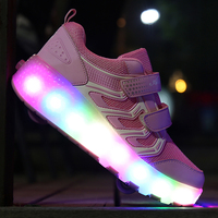 Chaussures de sport LED tendance avec roulettes pour enfants, baskets à roulettes confortables pour l'école, chaussures à roulettes pour enfants