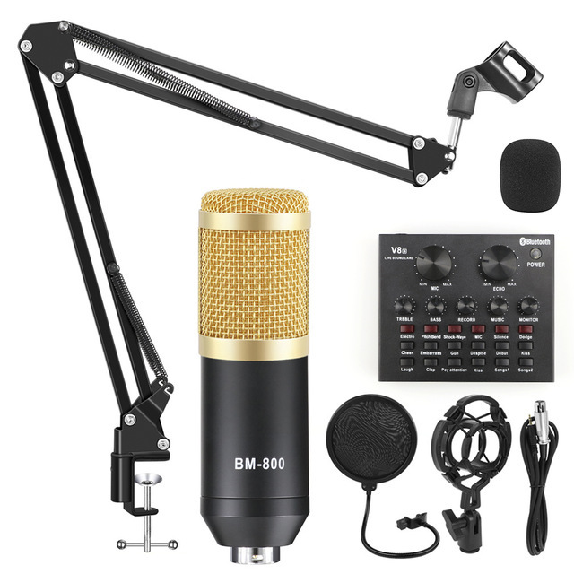 Professional Recording Studio bm800 microphone condenser Studio Equipment Recording Musical Complete bm800 with V8 Sound Card