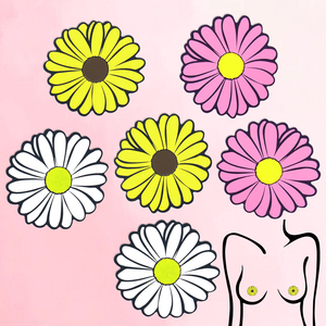 KAYA Design Lencería Sexy Cubrepezones Adhesivos para Pezones con Diseño de Tatuajes Íntimos, Adhesivos para Senos de <span class=keywords><strong>Mujer</strong></span> Sexy, Diseño Daisy para Fiesta - Product Image 4