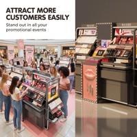Vitrine de présentation cosmétique ouverte avec structure métallique robuste et étagères à haute capacité de charge pour les magasins de beauté et les comptoirs de centres commerciaux