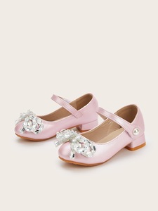 <span class=keywords><strong>Scarpe</strong></span> Estive da <span class=keywords><strong>Bambina</strong></span> con Fiocco di Cristallo, <span class=keywords><strong>Tacco</strong></span> Basso in Pelle PU per Matrimoni e Feste - Product Image 6