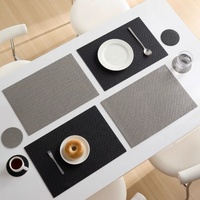 Set de table rectangulaire japonais imperméable et résistant à la chaleur en PU tressé, idéal pour restaurant, anti-taches d'huile