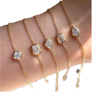 Pulseira Clássica Geométrica B225 Atacado em Aço Inoxidável Banhado a Ouro 18K Hipoalergênica, Não Oxida, À Prova D'água com Zircônia 3A - Product Image 3
