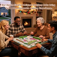 Alas Meja Mahjong Amerika Motif Macan Tutul Premium 800x800mm, Alas Permainan Neoprena Anti-Selip Peredam Kebisingan