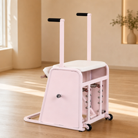 Chaise de Pilates Wunda, chaise d'équilibre, cadre rose, ressorts réglables, poignées, roues à pédales pour la maison, le studio, la salle de sport, l'entraînement