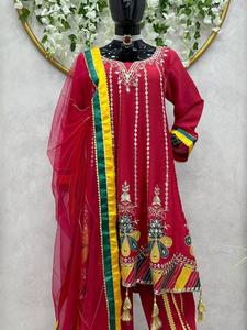 Designer à la mode magnifique Top-plazzo Set Top en rayonne lourde de haute qualité avec broderie Plazo (entièrement cousu) - Product Image 2