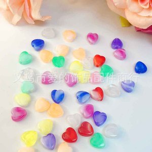 ลูกปัดอะคริลิครูปหัวใจ 9 มม. คละสี สำหรับทำสร้อยข้อมือ ยี่หวู โอริจิน FYSSYZ - Product Image 4