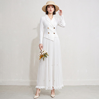 Robe plissée élégante pour femme, qualité supérieure, pour le bureau, avec volants à l'ourlet, manches longues, coupe trapèze, style Miyake, pour l'automne, commandes en gros