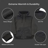 Veste polaire imperméable et coupe-vent double couche épaisse en nylon Taslon contrastant anti-boulochage avec capuche et fermeture éclair YKK pour l'extérieur
