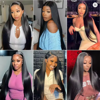 Perruques de cheveux humains lisses HD Lace Front de 30 à 40 pouces, pré-épilées, noires naturelles, densité 180 %, longues et droites, pour femmes noires
