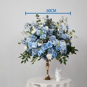ลูกบอลดอกไม้สีเขียวน้ำเงินขนาด 60 ซม. สำหรับตกแต่งโต๊ะงานแต่งงาน จัดดอกไม้กลางโต๊ะ ตกแต่งฉากหลังเวที ดอกไม้ประดิษฐ์ - Product Image 6