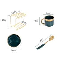 Service à thé en céramique de luxe, 1/4/6 tasses et soucoupes, design unique et original en argile, marque JADE moderne, en vente