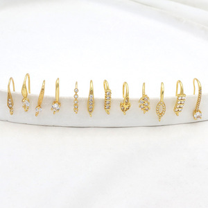 18k gold-plated copper ear <b>hooks</b> with high color retention and micro-set zircon stones, DIY handmade <b>earring</b> accessories A02 - Product Image 4