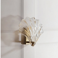 Appliques murales en fer et verre E14 au design moderne en forme de coquillage doré pour salon et chambre à coucher