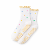 Calcetines de Yoga Antideslizantes para Mujer, con Volantes Florales, para Pilates, Uso Interior y Exterior