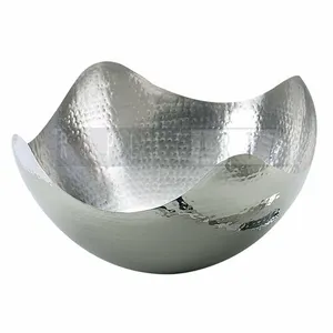 Декоративная металлическая серебренная сервировочная чаша для развлечений, гарниры, столовые вечеринки, кухонный декор, микроволновая печь и посудомоечная машина
