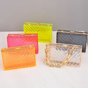 Grosir kotak akrilik bening transparan tas dompet tas clutch bolsa acryica sac a main acrylique tas tangan wanita kotak