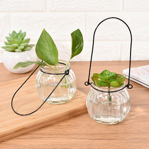 Hanging Transparent Glass <b>Vase</b> <b>Mini</b> Pumpkin Shape Simple Hydroponic Planter For Indoor Gardening Home Decoration - Product Image 2