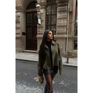 เสื้อแจ็คเก็ตผู้หญิงสีกากีพร้อมปกเสื้อเชิ้ตเสื้อคลุมด้านนอกที่ดูหรูหรา - Product Image 3