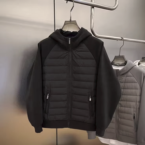 Veste d'hiver décontractée à capuche pour homme, grande taille, en tricot, chaude, avec fermeture éclair, couleur unie, haute qualité, prix de gros - Product Image 3