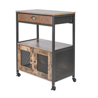 Support de rangement de cuisine à trois couches avec armoire, chariot, chariot à café mobile de type tiroir, support à café