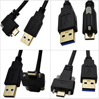 Cable de Carga y Datos USB 3.0 a USB Tipo C Macho en Ángulo Descendente a la Derecha de 90 Grados con Bloqueo de Tornillo, Personalizado y de Carga Rápida
